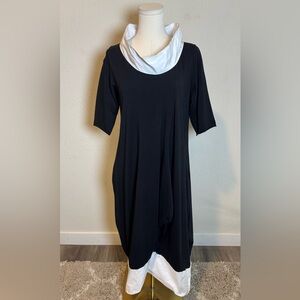 Luukaa Black & White Lagenlook Midi Dress size 10